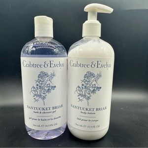 Crabtree & Evelyn Nantucket Briar Bath & Shower Gel AND Body Lotion 16.9 oz ea